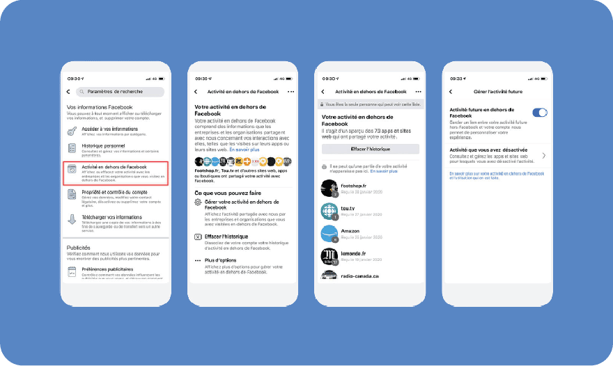 Fonction activité Facebook Mise à jour Facebook Ads 2021